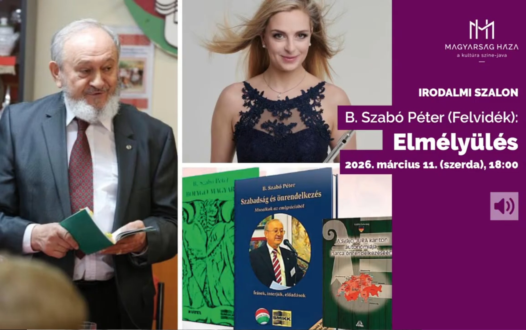 Elmélyülés – Zenés irodalmi est B. Szabó Péterrel. MAGYARSÁG HÁZA IRODALMI SZALON.